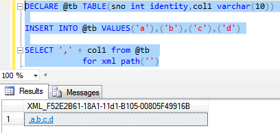 1_create sql中的逗号分隔列表