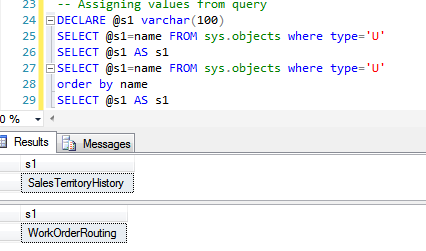 Sql set variable